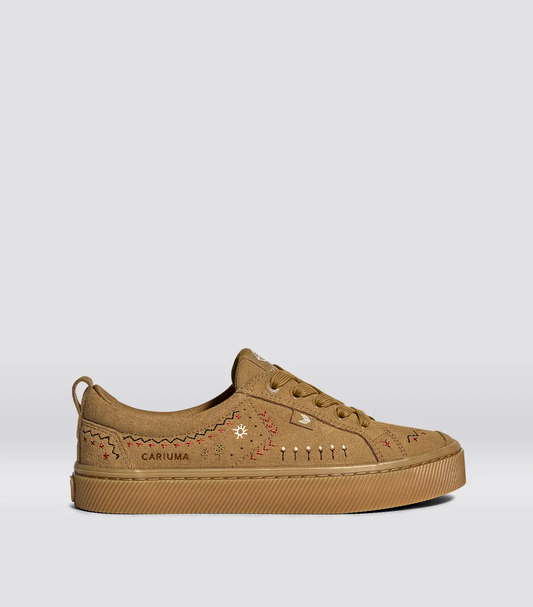 OCA Low All Camel Suede Embroidered Sneaker