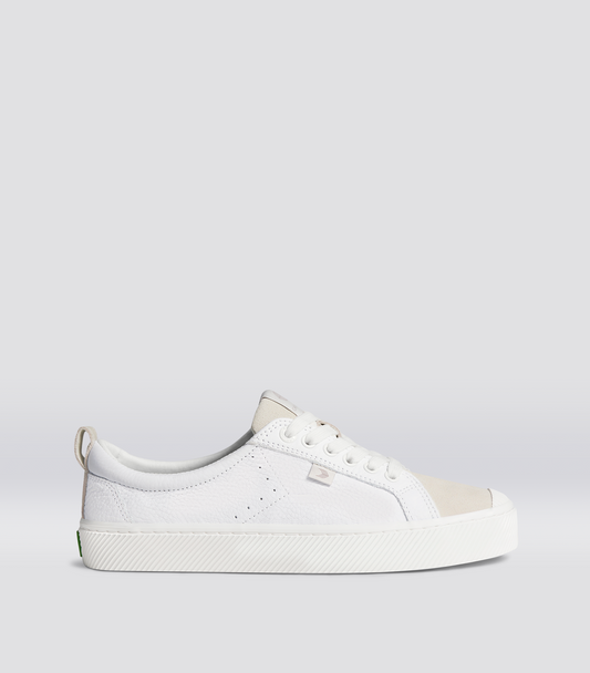 OCA Low White Premium Leather Vintage White Suede Sneaker
