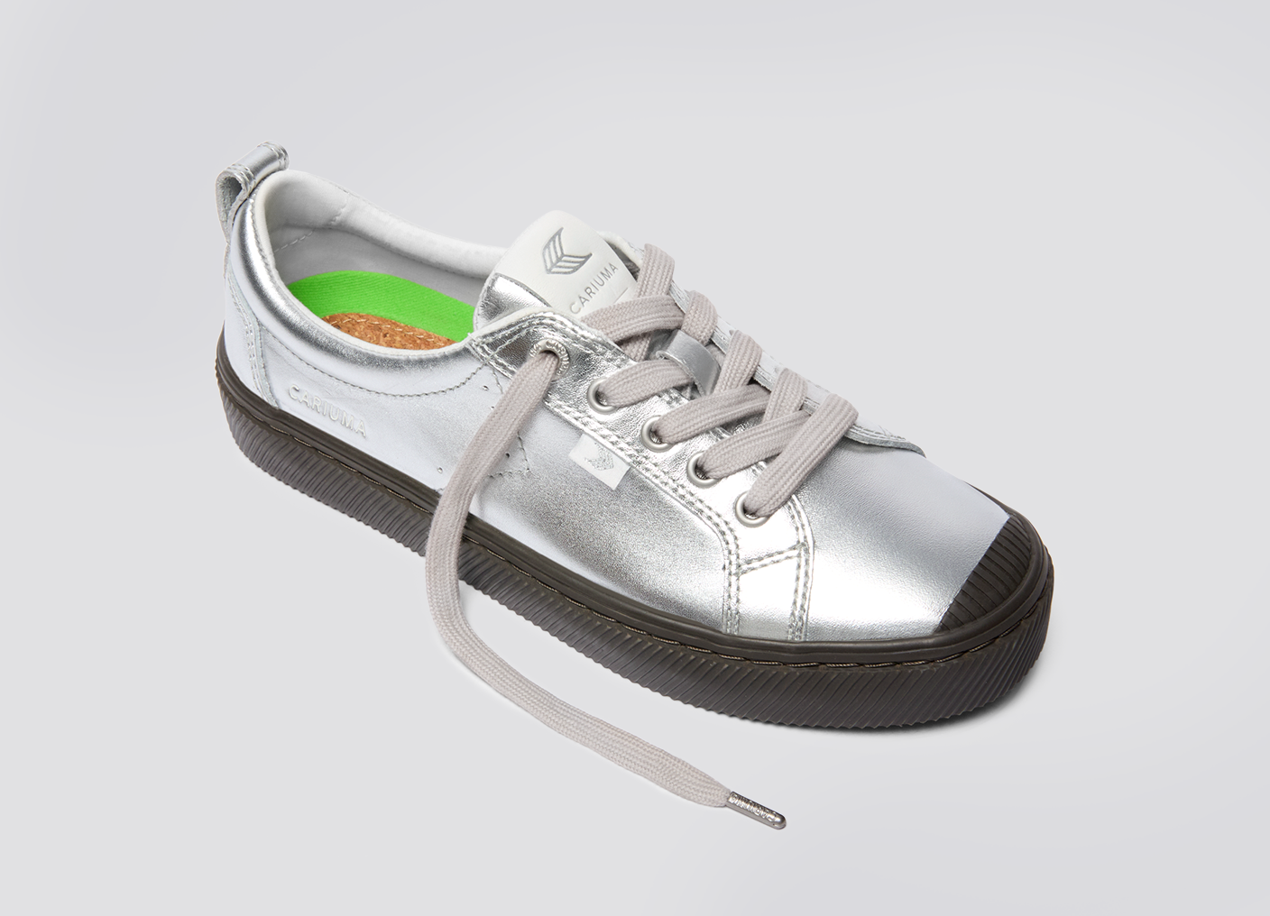 OCA Low Teak Silver Metallic Leather Sneaker