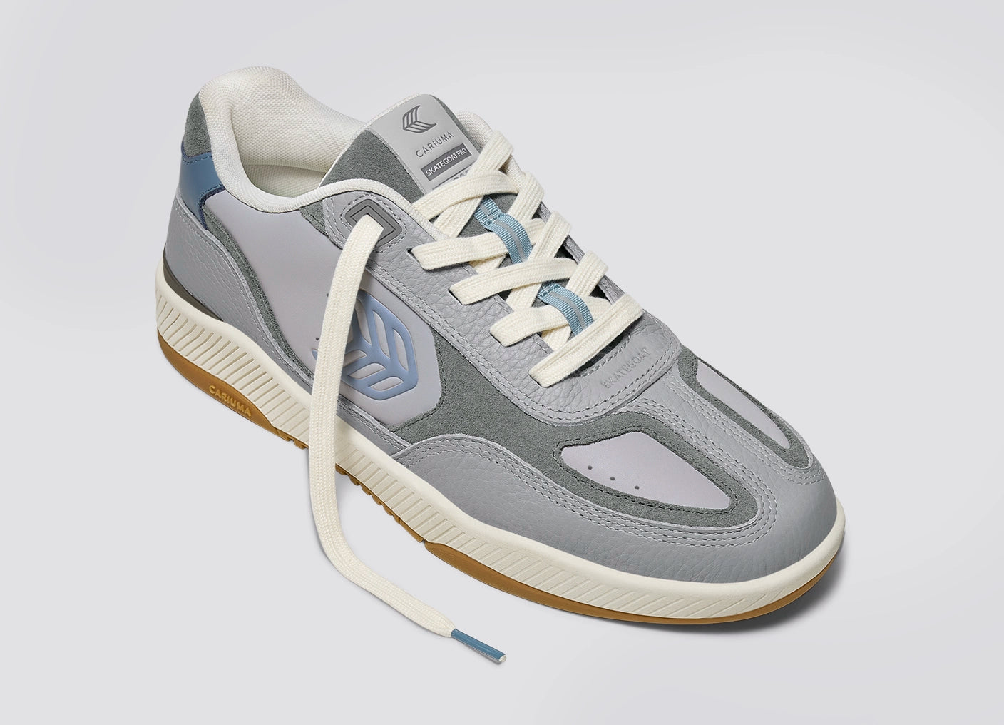 Skategoat C25 Onyx Grey Leather Faded Denim Logo Charcoal Grey Sneaker