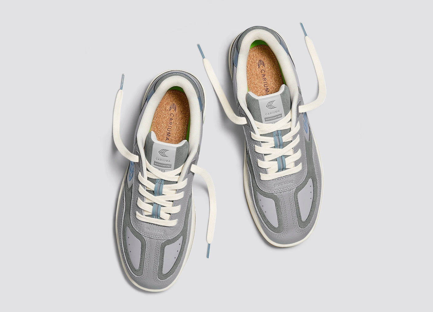 Skategoat C25 Onyx Grey Leather Faded Denim Logo Charcoal Grey Sneaker