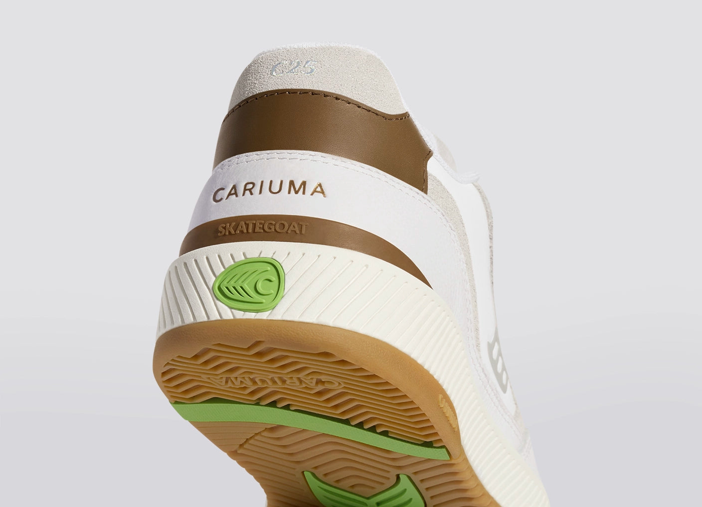 Skategoat C25 White Leather Silver Cloud Logo Camel Sneaker
