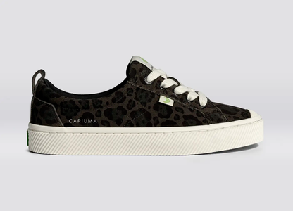 OCA Low Black Jaguar Print Suede Sneaker