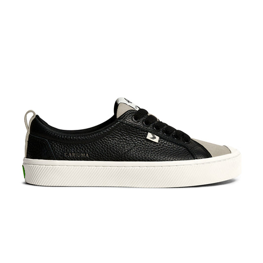 OCA Low Black Premium Leather Cloud Grey Suede Sneaker