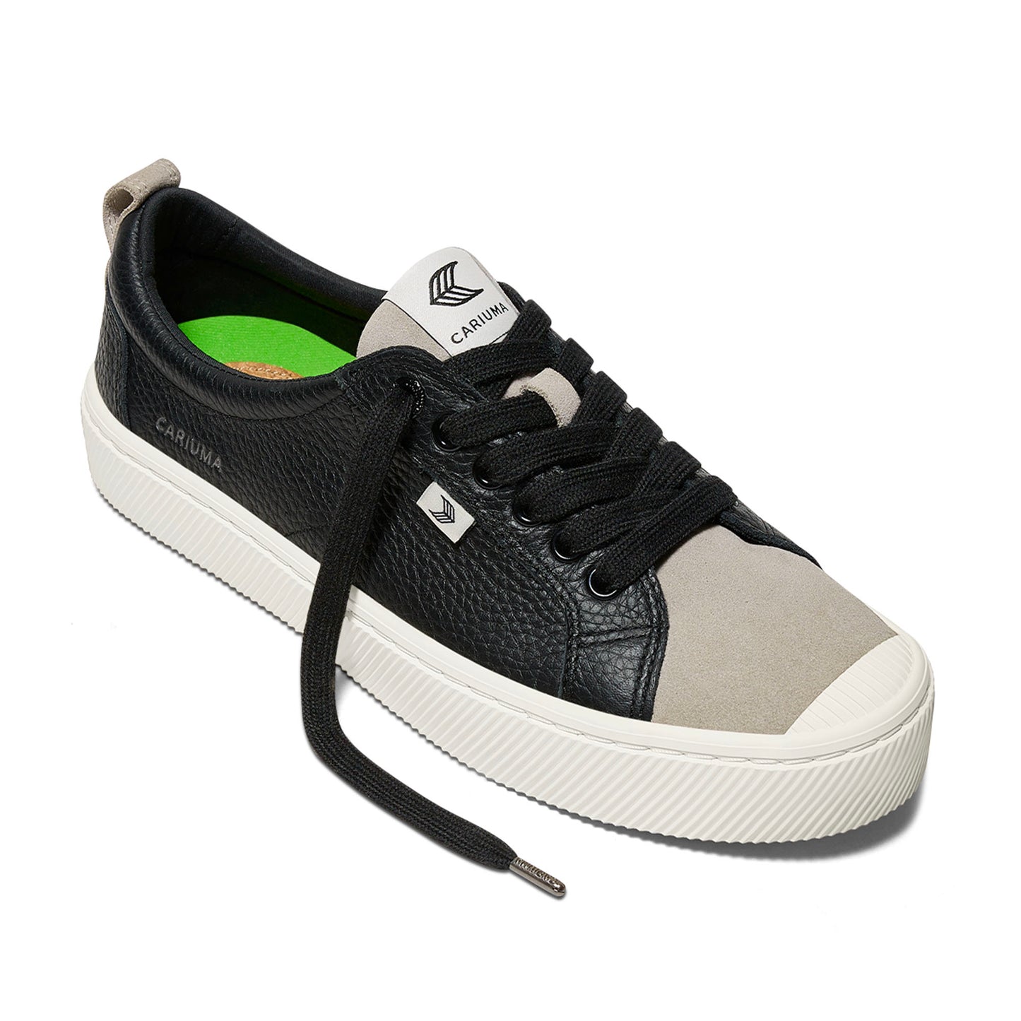 OCA Low Black Premium Leather Cloud Grey Suede Sneaker