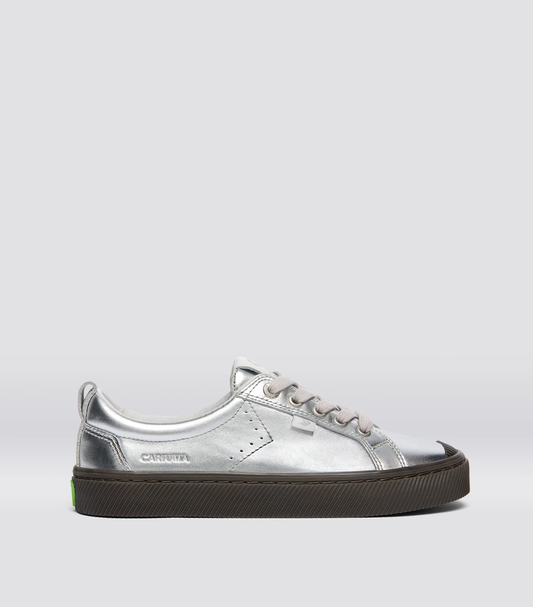 OCA Low Teak Silver Metallic Leather Sneaker