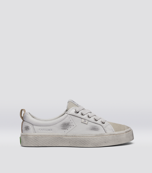 OCA Low Vintage Warm White Diamond Leather and Suede Sneaker
