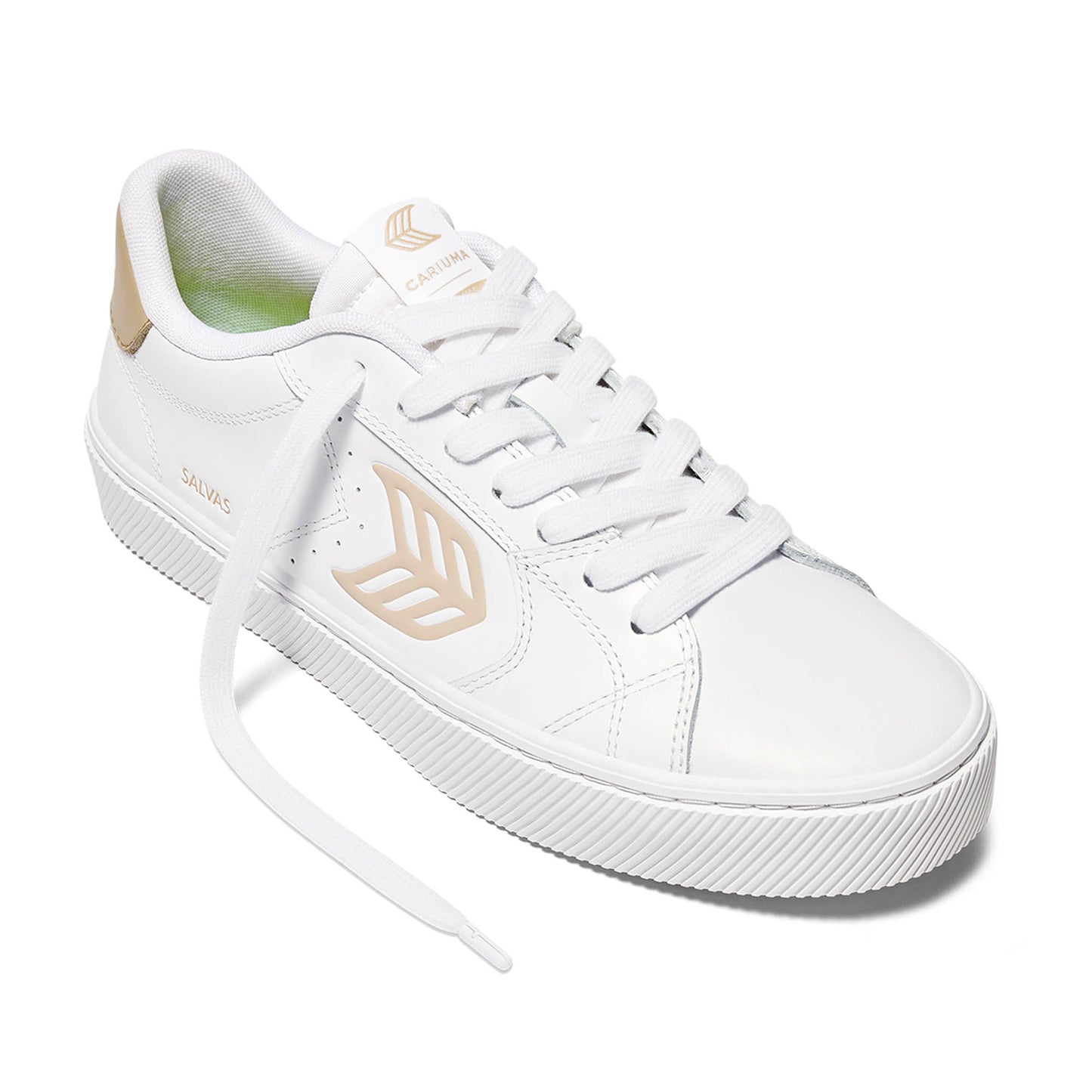 SALVAS White Leather Shifting Sand Logo Sneaker 