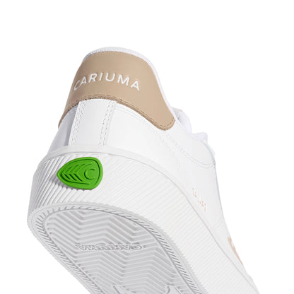 SALVAS White Leather Shifting Sand Logo Sneaker