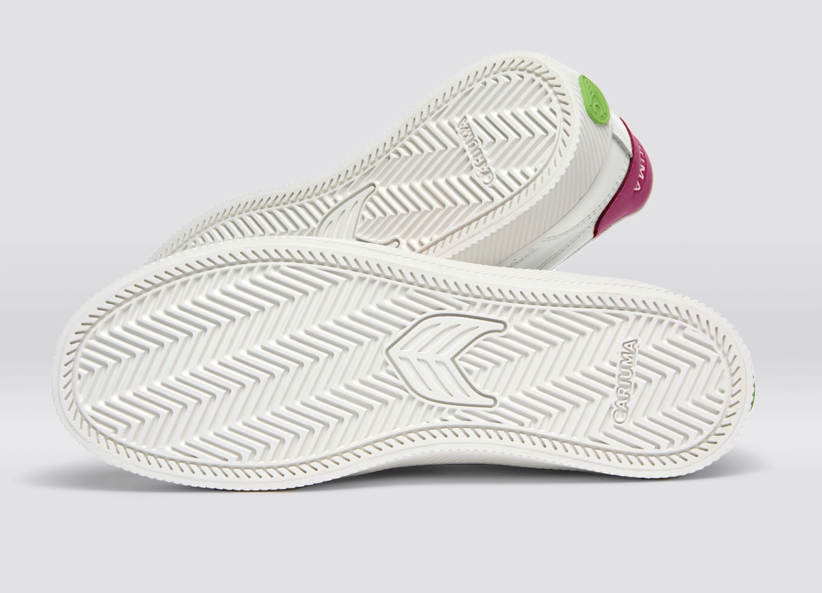 SALVAS White Leather Jazzy Pink Logo Sneaker