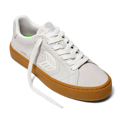 SALVAS Gum Smoke White Suede Off-White Logo Sneaker