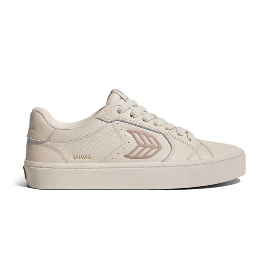 SALVAS All Almond Milk Premium Leather Plaza Taupe Logo Sneaker