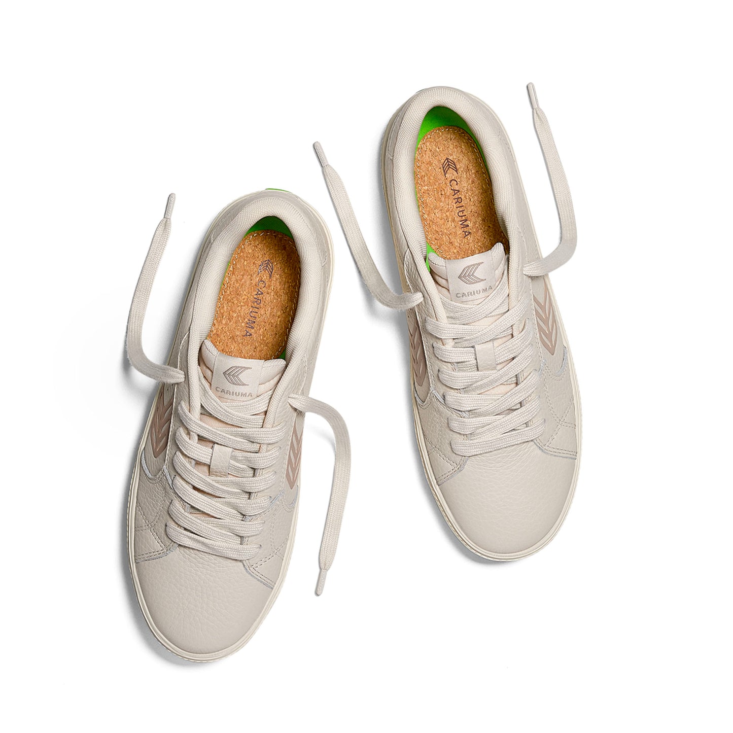 SALVAS All Almond Milk Premium Leather Plaza Taupe Logo Sneaker