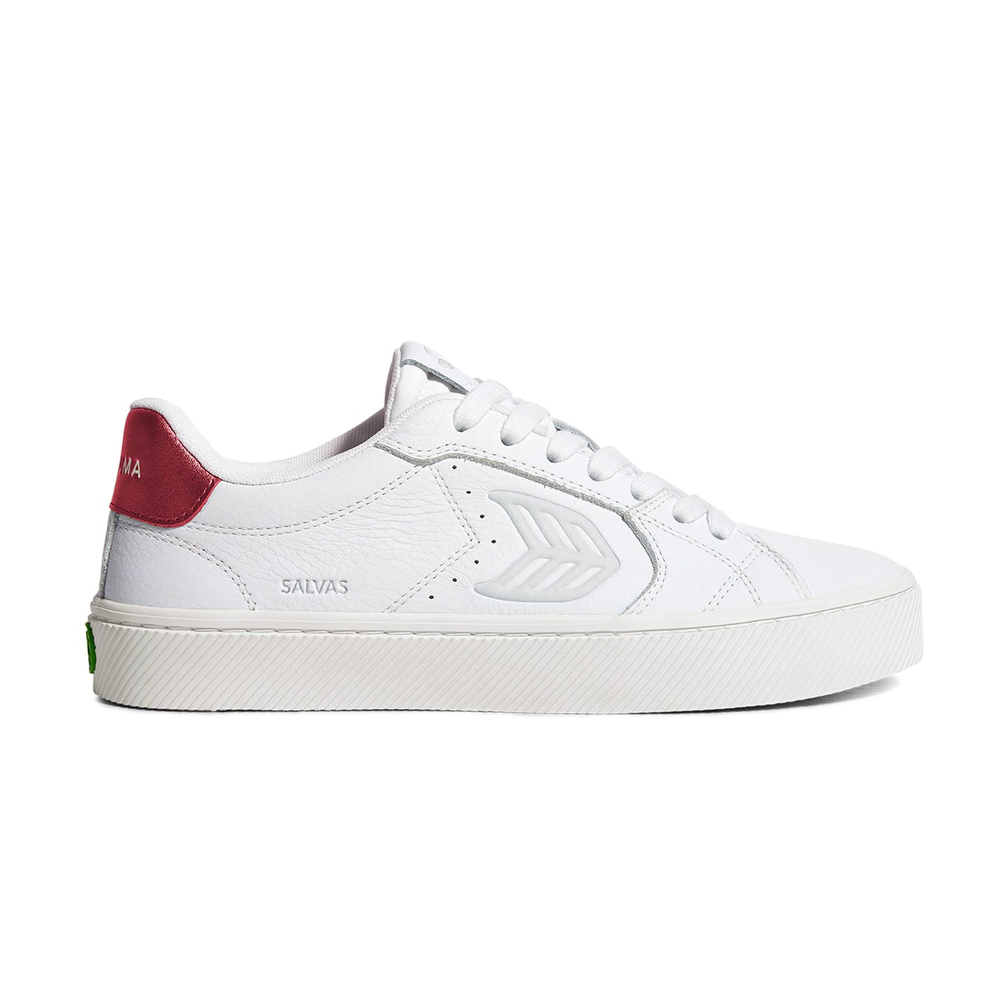 SALVAS White Premium Leather Ice Logo Metallic Red Sneaker