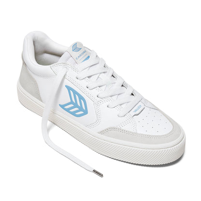 VALLELY White Leather Vintage White Suede Argentina Blue Logo Sneaker