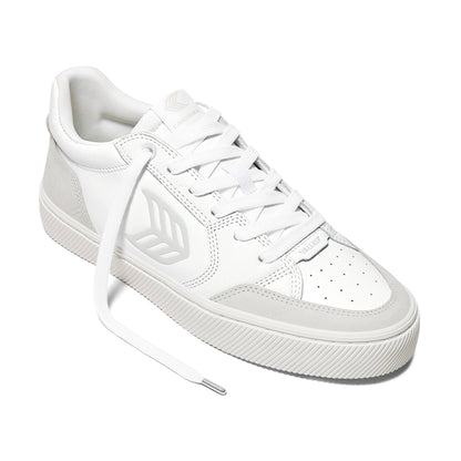 VALLELY White Leather Vintage White Suede Ice Logo Sneaker