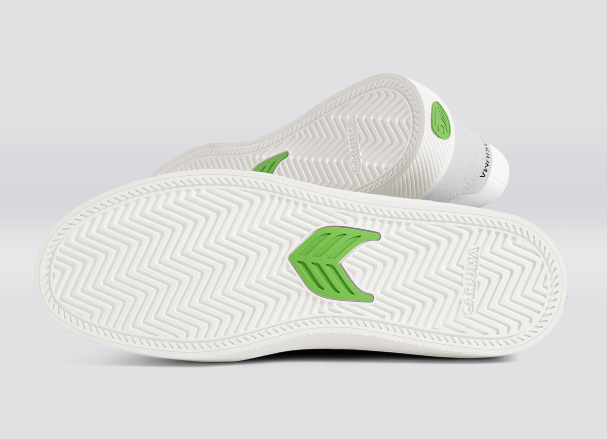 VALLELY White Leather Vintage White Suede Ice Logo Sneaker