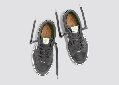 VALLELY PRO Magnet Grey Suede and Cordura Ivory Logo Sneaker