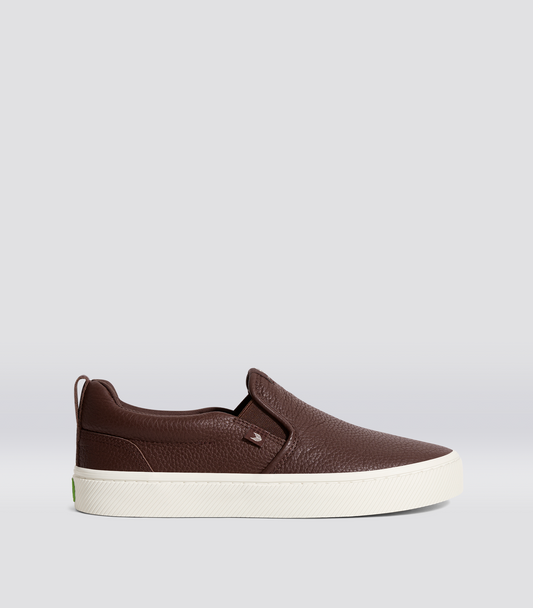 SLIP-ON Hnědé prémiové kožené tenisky