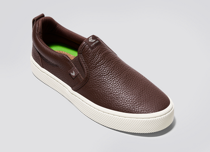 SLIP-ON Hnědé prémiové kožené tenisky