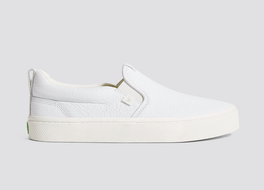 Bílé prémiové kožené tenisky SLIP-ON