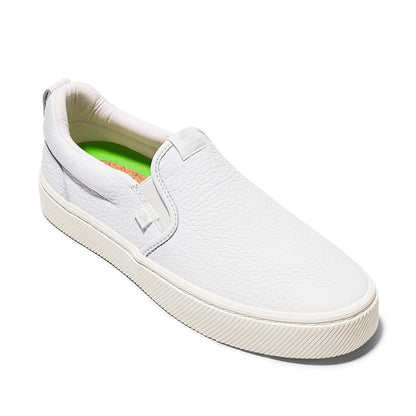 Bílé prémiové kožené tenisky SLIP-ON