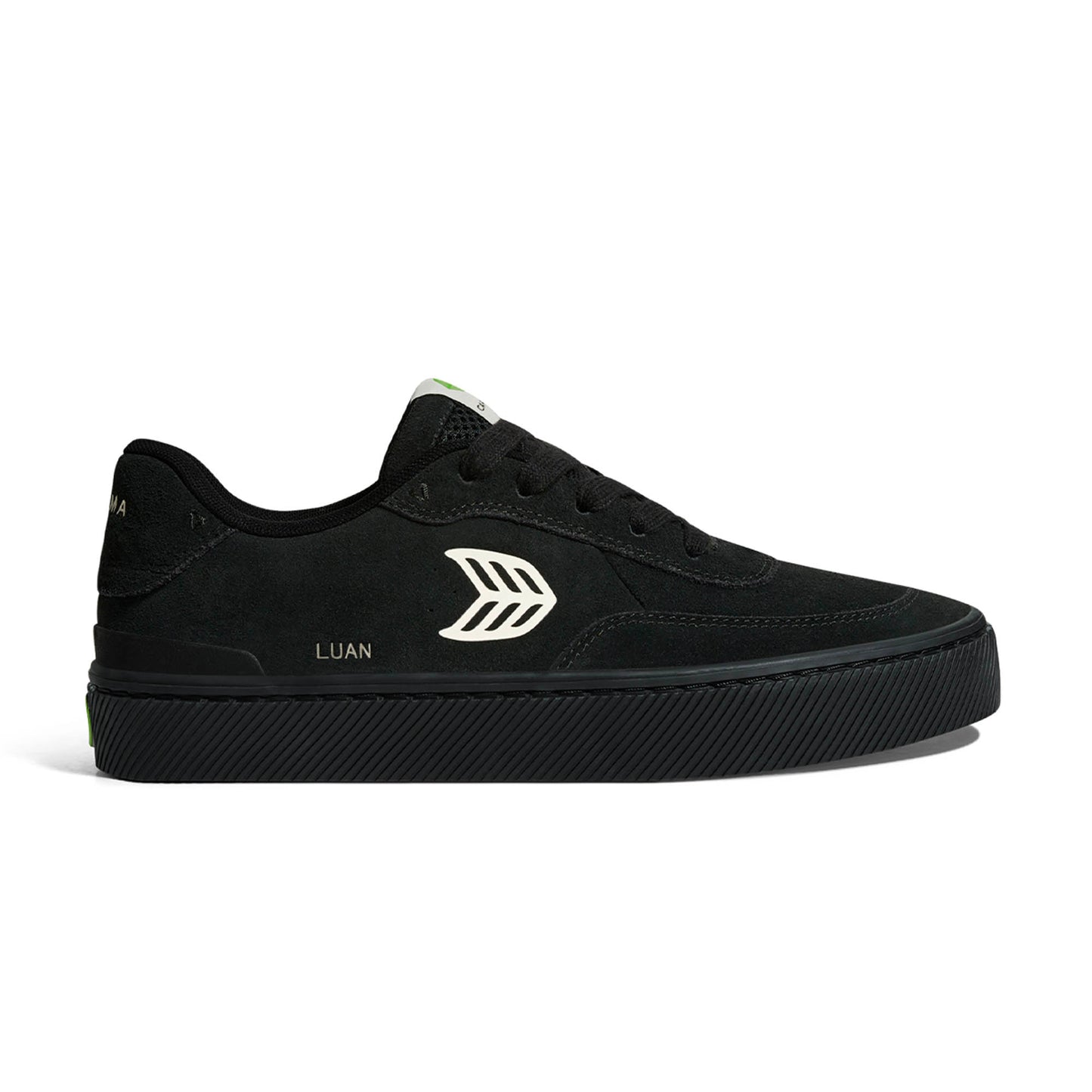 LUAN PRO All Black Suede Ivory Logo Sneaker