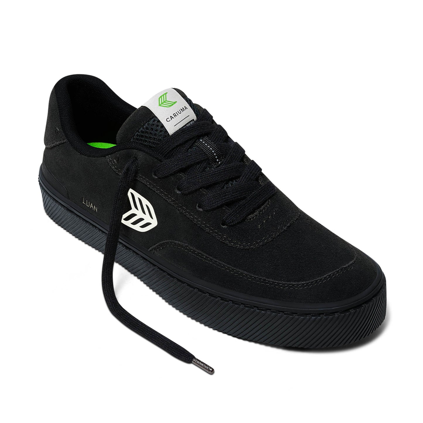 LUAN PRO All Black Suede Ivory Logo Sneaker