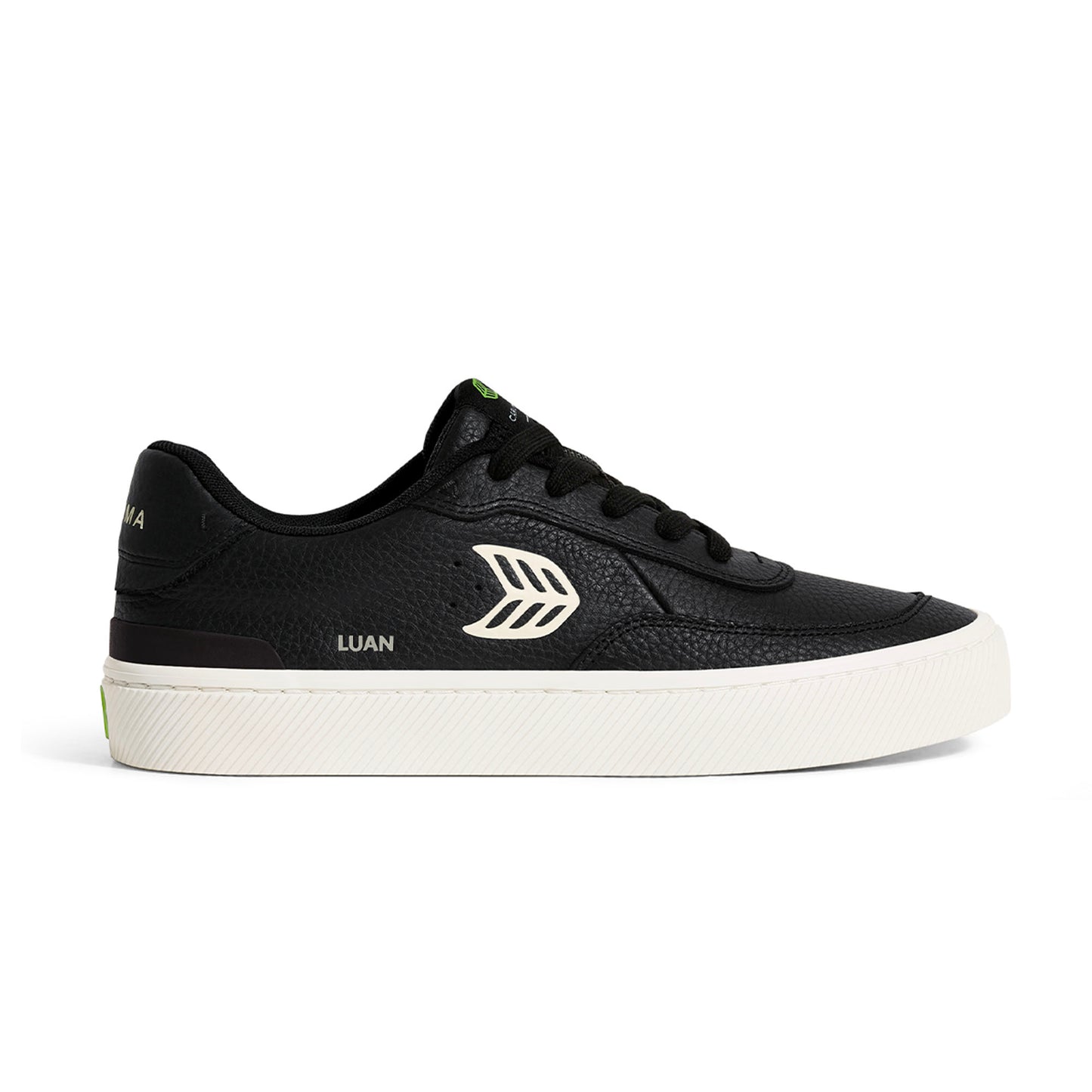 LUAN PRO Black Premium Leather Ivory Logo Sneaker