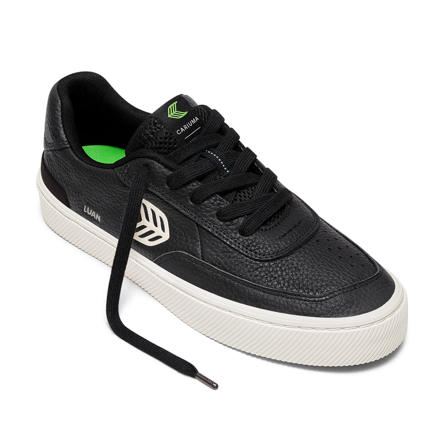 LUAN PRO Black Premium Leather Ivory Logo Sneaker