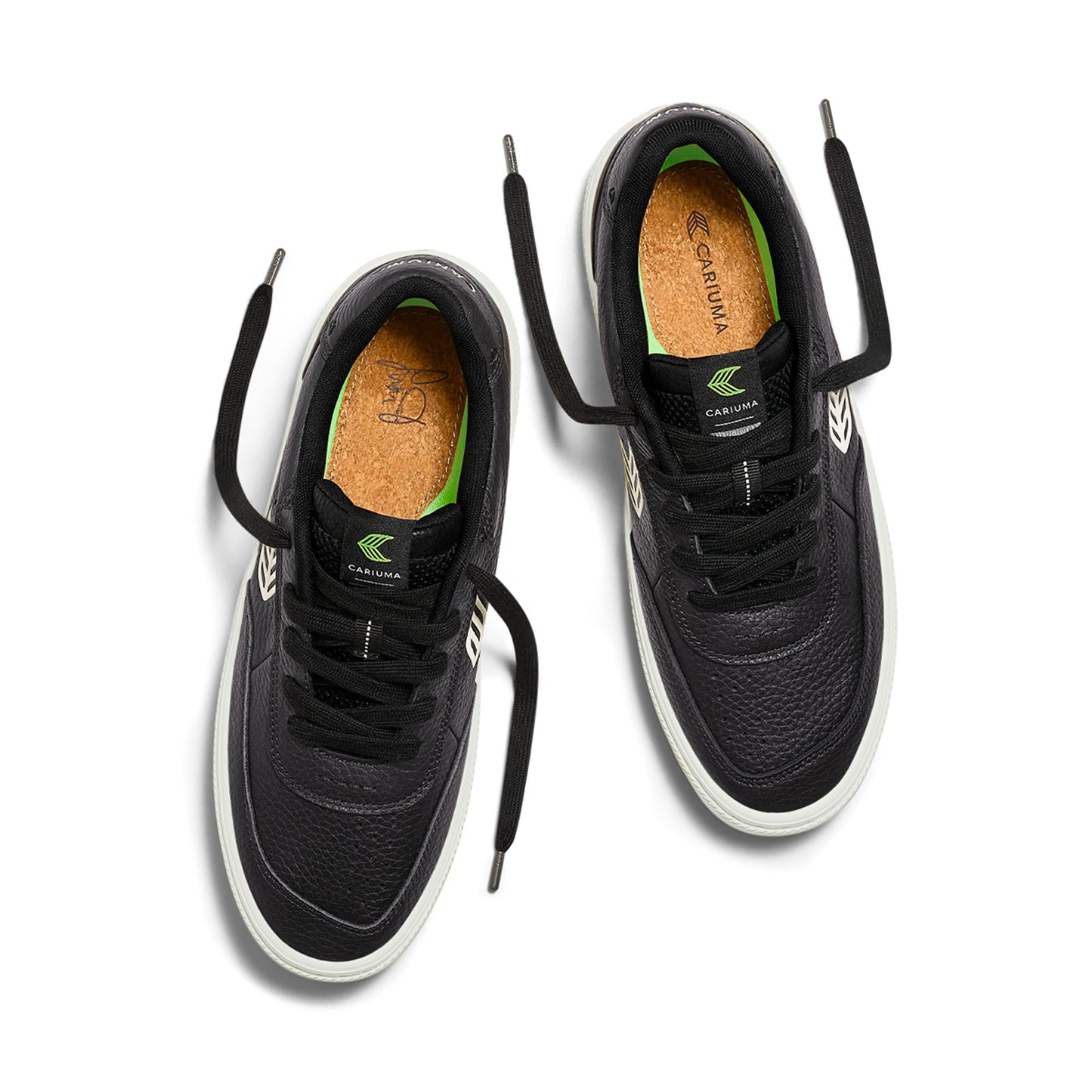 LUAN PRO Black Premium Leather Ivory Logo Sneaker