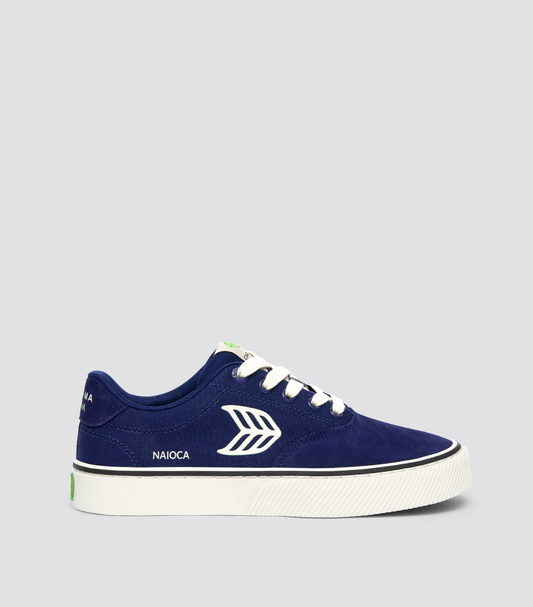 NAIOCA PRO Marine Blue Suede and Canvas Ivory Logo Sneaker