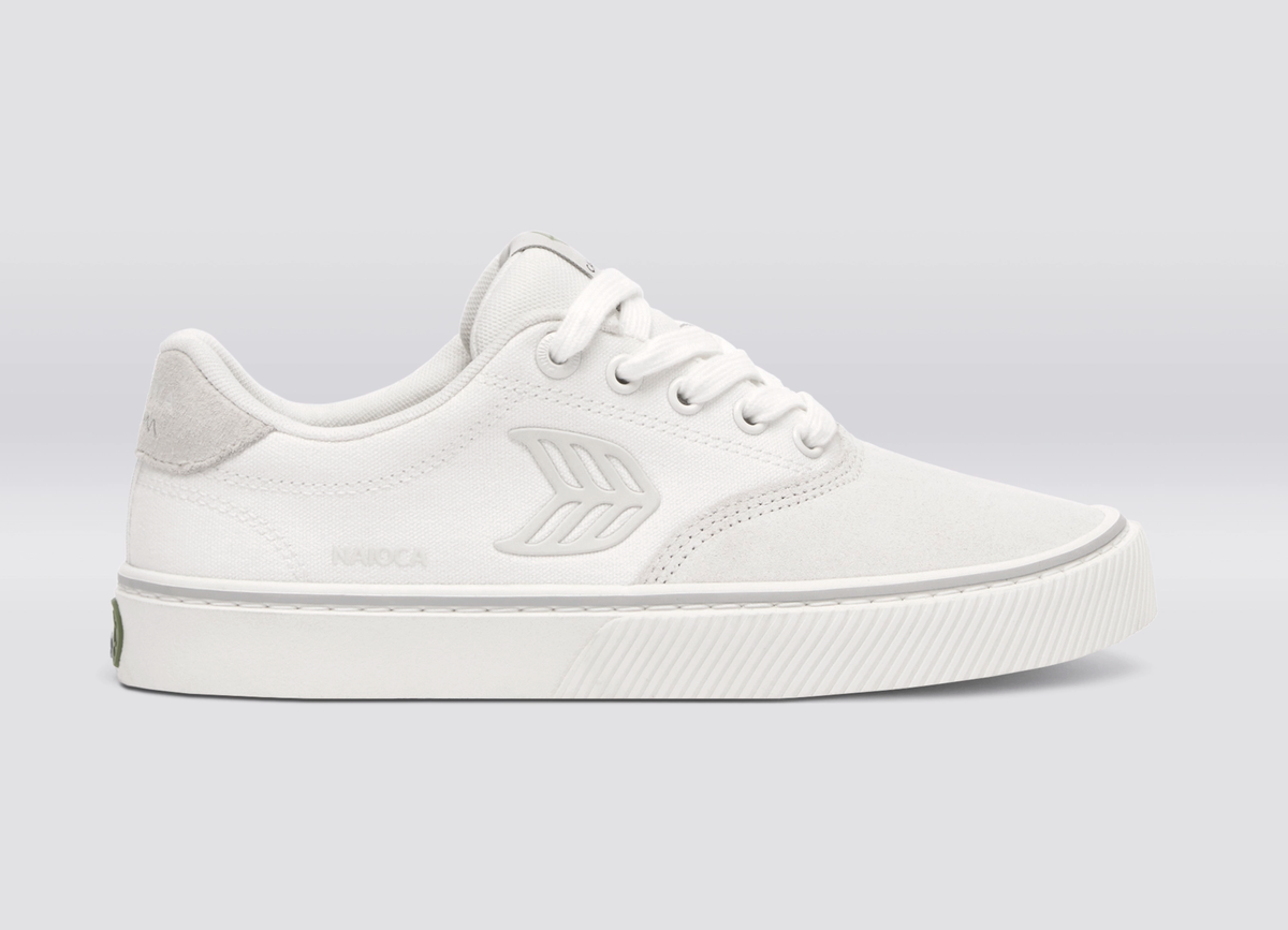 NAIOCA Stripe Suede and Canvas Smoke White