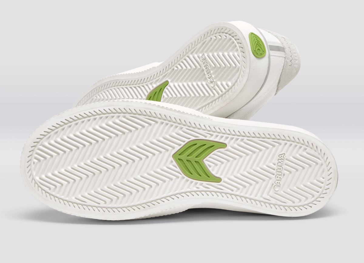 NAIOCA Stripe Suede and Canvas Smoke White