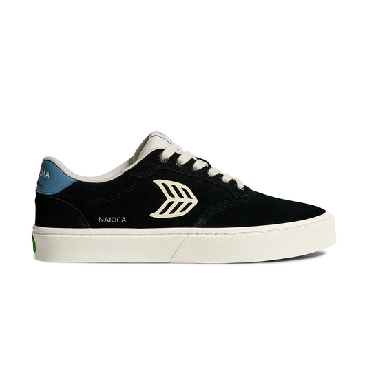 NAIOCA Black Suede Ivory Logo Washed Blue Sneaker