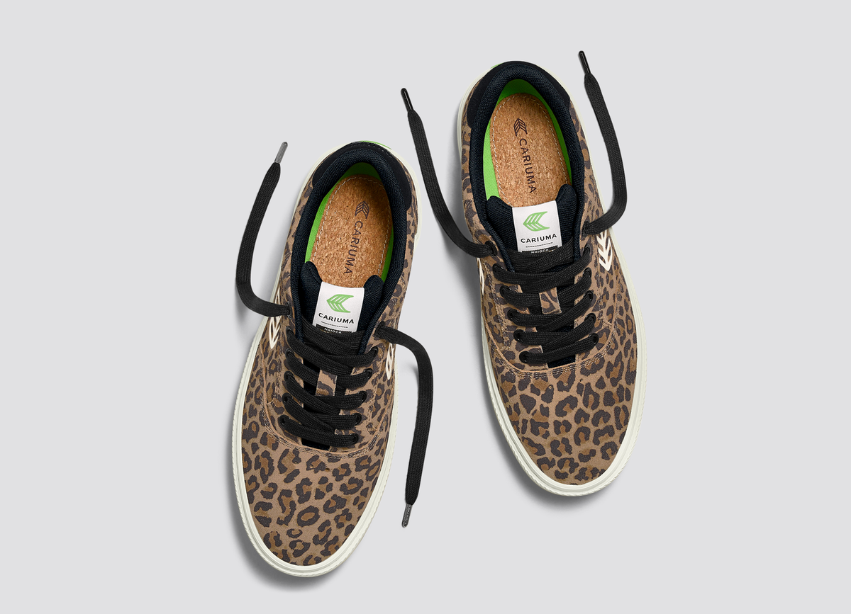 NAIOCA Leopard Print Suede Ivory Logo Sneaker