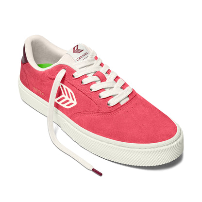 NAIOCA Watermelon Suede Ivory Logo Ruby Wine Sneaker