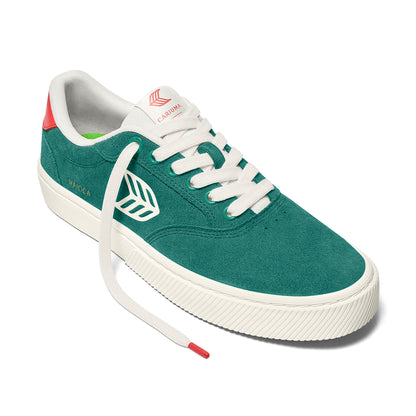 NAIOCA Teal Suede Ivory Logo Watermelon Sneaker