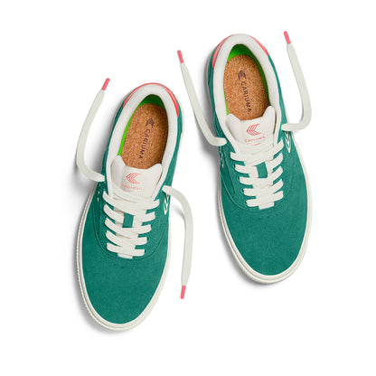 NAIOCA Teal Suede Ivory Logo Watermelon Sneaker