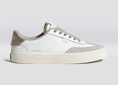 TOCA White Premium Leather Vintage White Suede Metallic Gold Sneaker