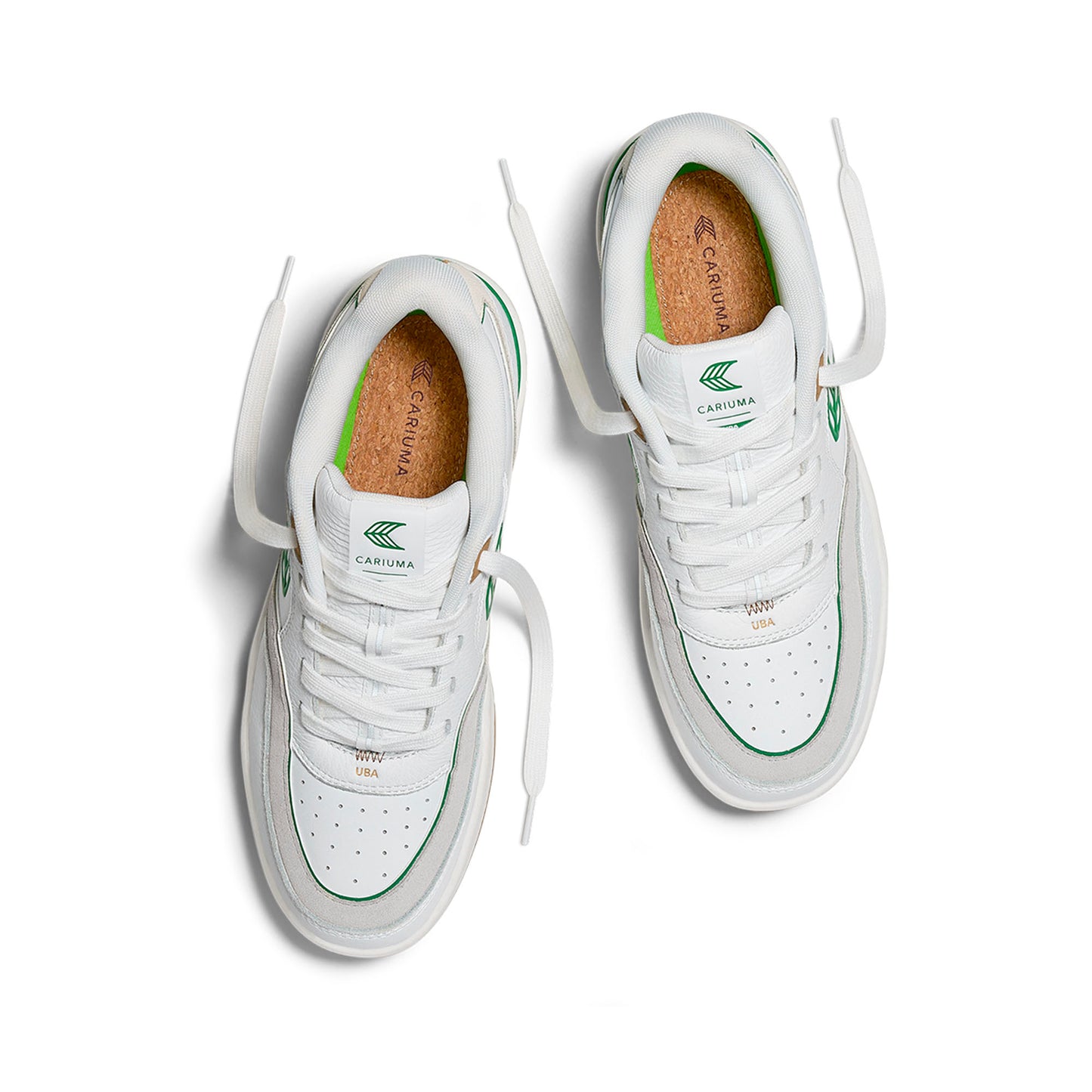 UBA Gum White Leather Green Logo Sneaker