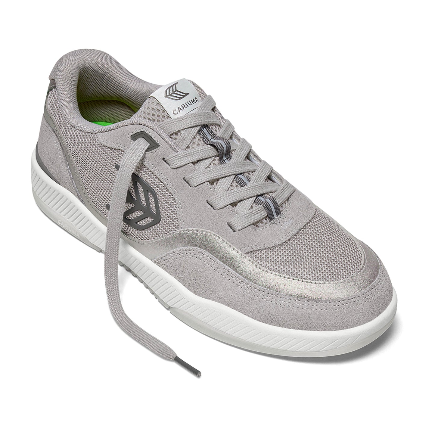 UBA Light Grey Suede and Mesh Charcoal Grey Logo Silver Accents Sneaker