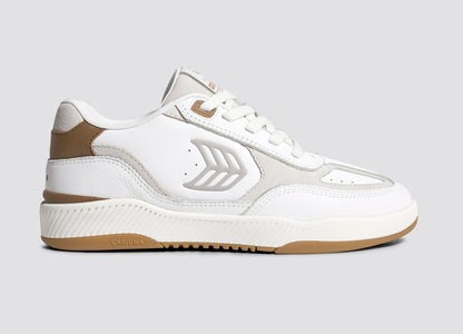 Skategoat C25 White Leather Silver Cloud Logo Camel Sneaker