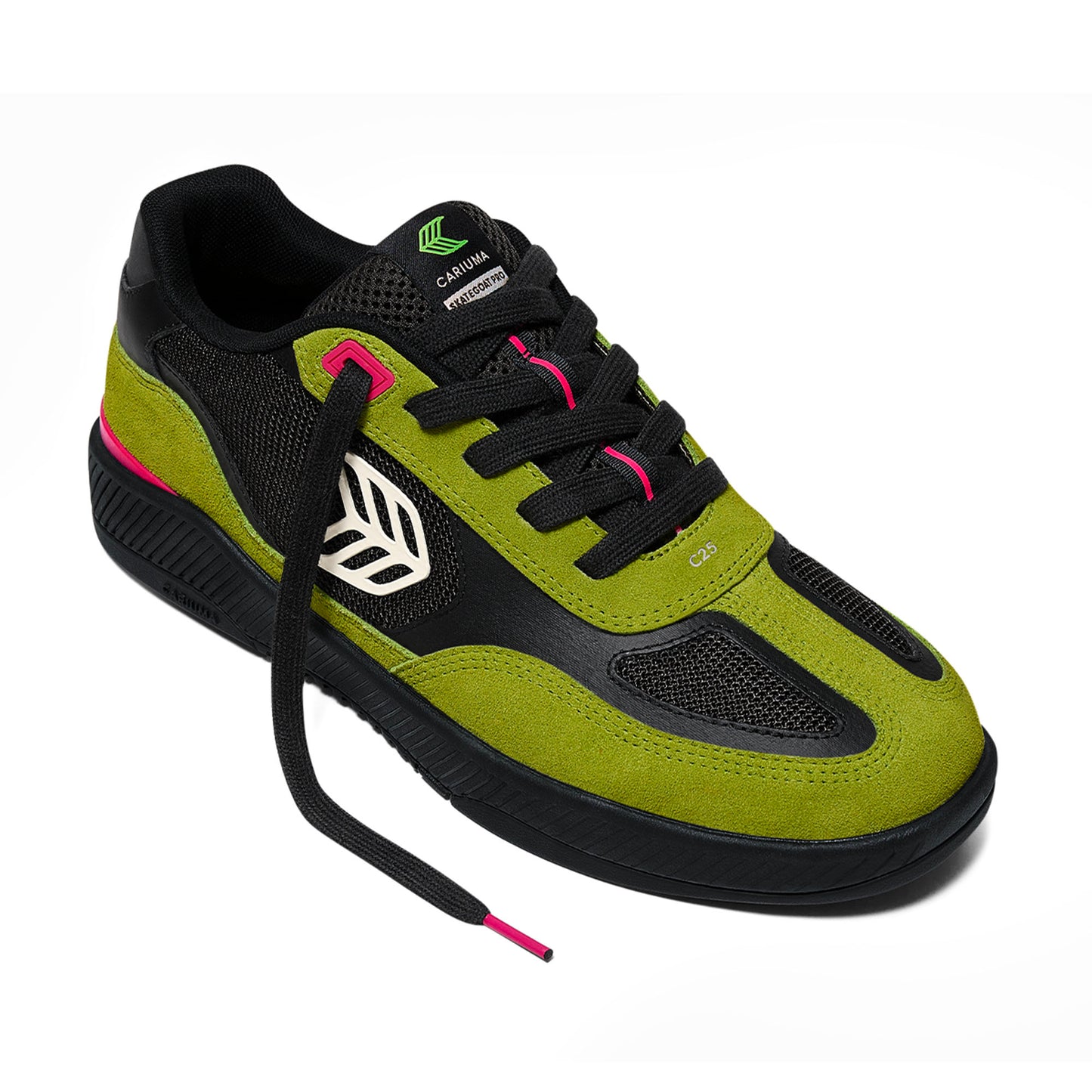 Skategoat C25 PRO Lime Green Suede Black Mesh Ivory Logo Pink Sneaker