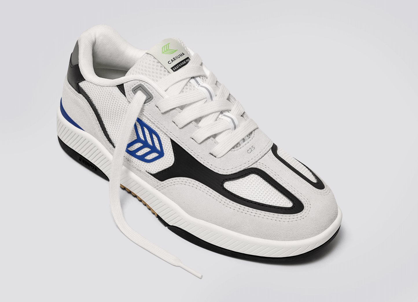 Skategoat C25 PRO Smoke White Suede Off-White Mesh Bold Blue Logo Black Sneaker